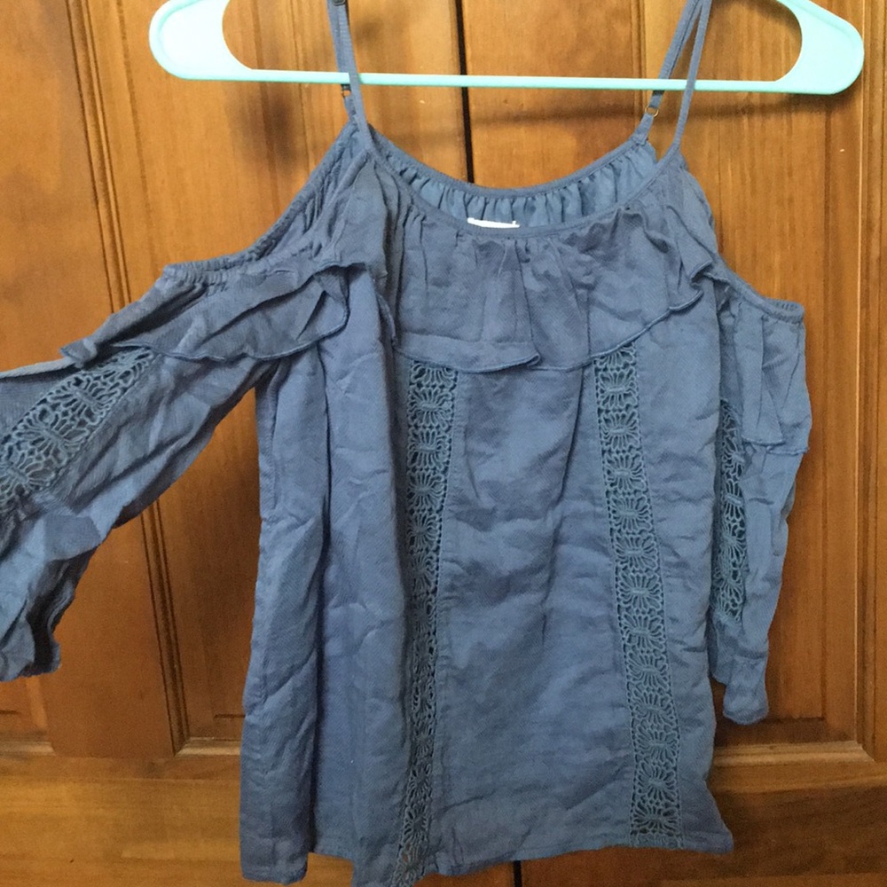 blue off the shoulder top